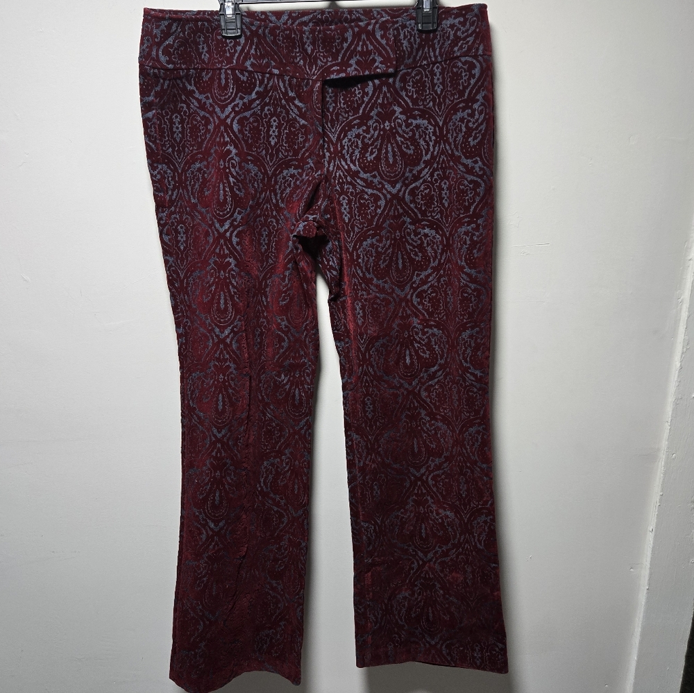 Vintage Delia's Maroon Gray Velvet Pants Size 15/16 90s 2000s Y2K Funky